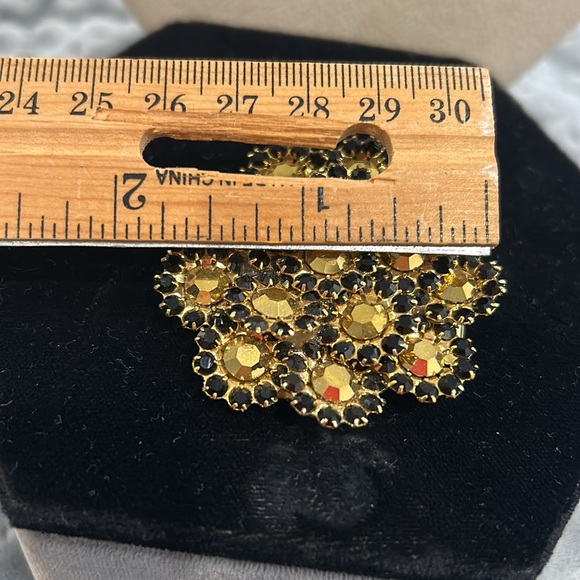 Stunning  Vintage Gold & Black Crystal Brooch-Boutique - Picture 6 of 6